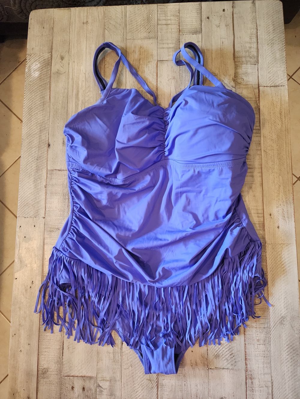 Fringed One-Piece Swimsuit in Lavender From A Shore Fit